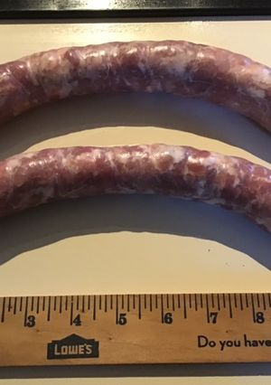 A picture of California Farm Smoked Bacon Sausage.