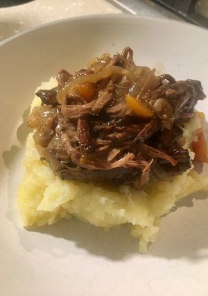 A picture of Slow Cooker Pulled Beef Brisket.