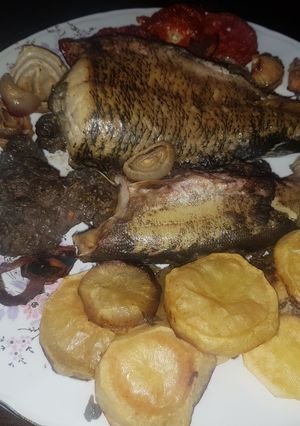 عکسی از دستور اردک ماهی شکم پر در فر