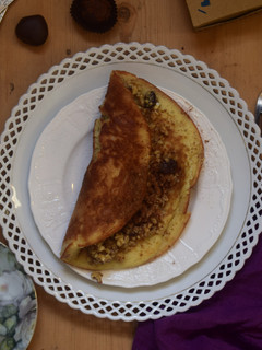 A picture of Murtabak - stuffed pan-fried bread.