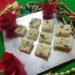 Coconut milk barfi A picture of Coconut milk barfi.