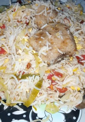 A picture of Fish fried Rice.