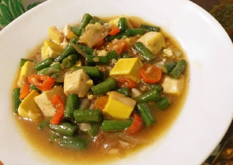 Tumis kacang panjang tahu