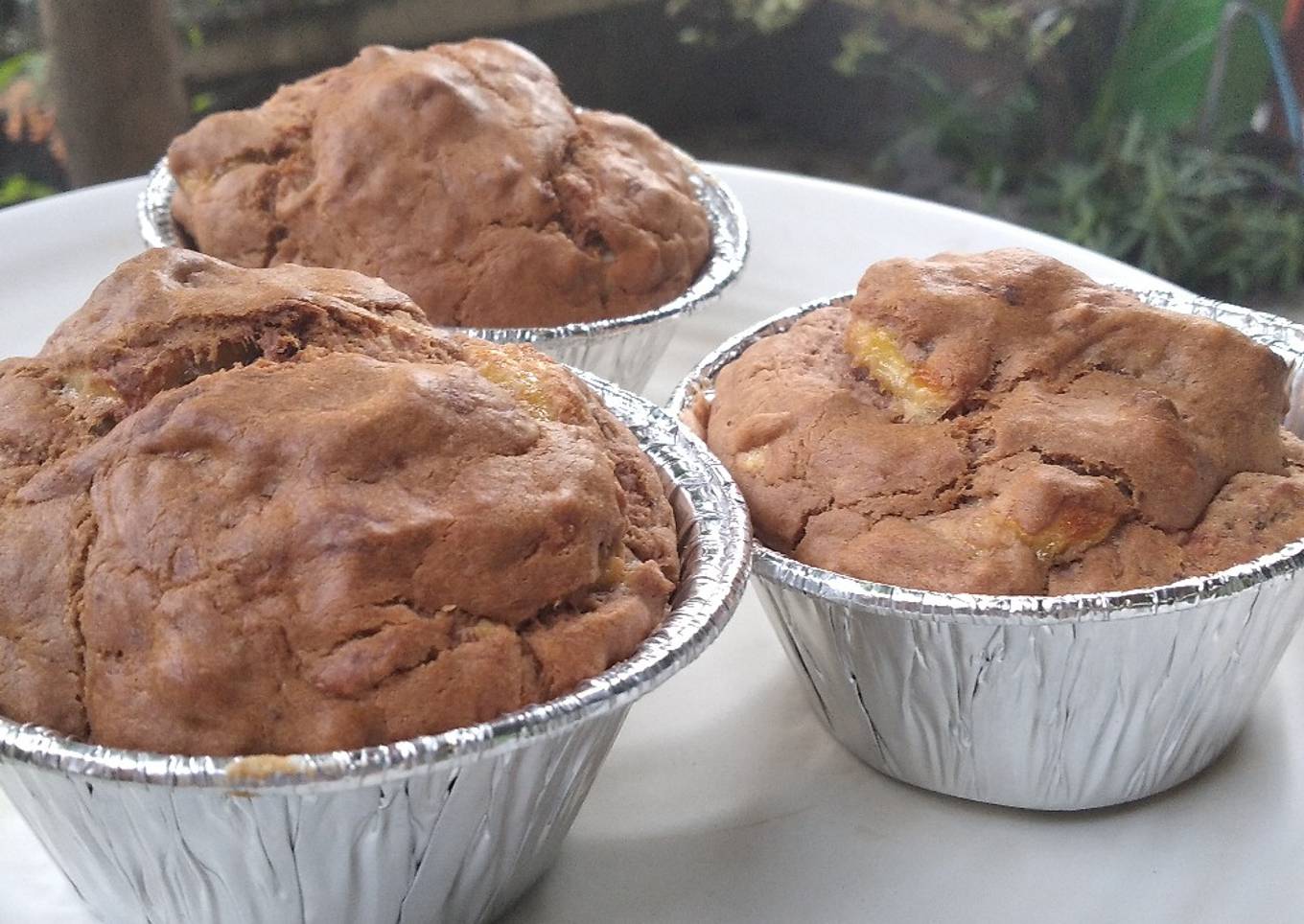Less Sugar Banana Chocolate Cake #nomixer