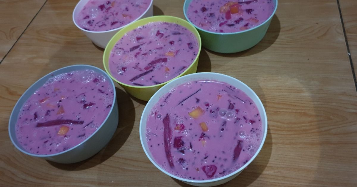 Es Teler Santan (Buah Naga, Mangga, Agar-Agar)