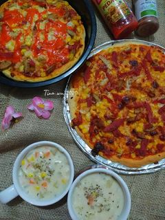 Foto resep Pizza dan cream soup rumahan sederhana