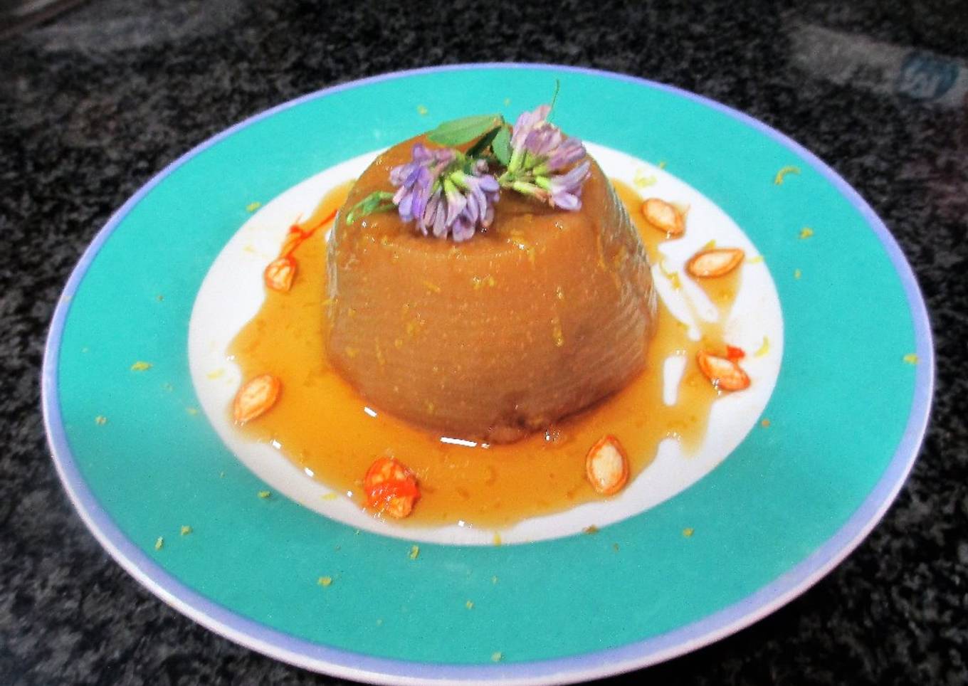 Gelatina de semillas frescas de calabaza al ron