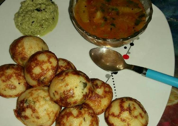 Easiest Way to Make Super Quick Homemade Appe with sambar-chutney