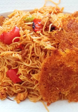 عکسی از دستور ماکارونی با سینه بوقلمون (ته دیگ خاص)