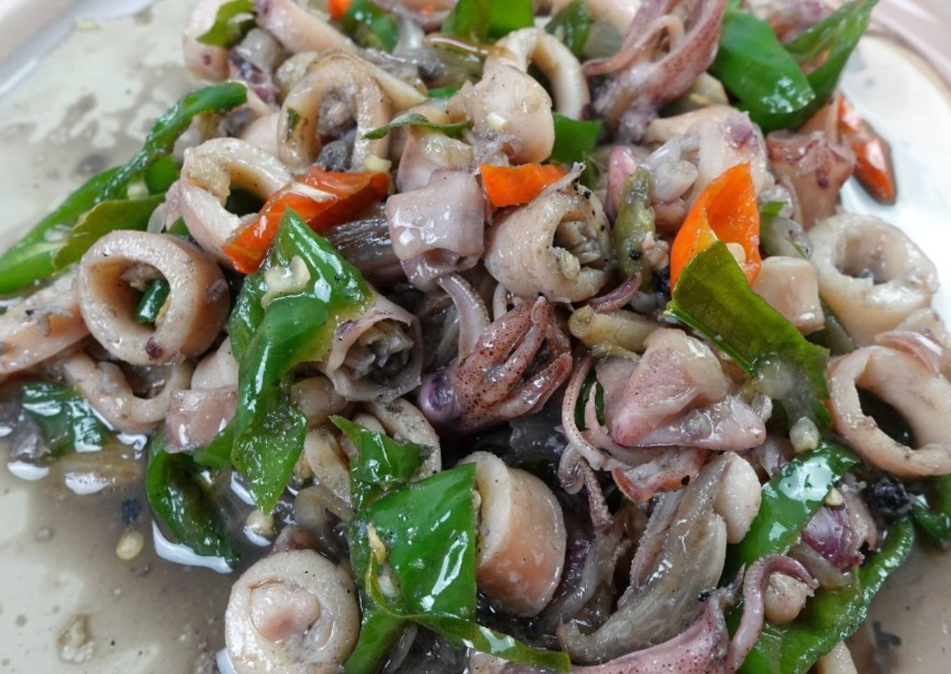 Oseng cumi asin pedas sederhana