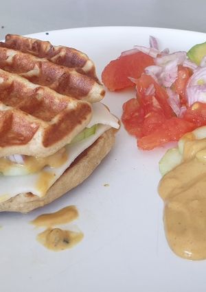 Une photo de Burger aux gaufres