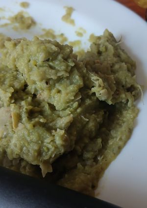 Una foto de Puré de habas con zapallo italiano
