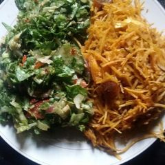 A picture of Abacha and Letus salad #myhubby'sfavourite.