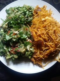 A picture of Abacha and Letus salad #myhubby'sfavourite.