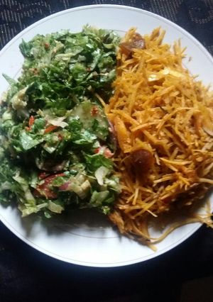 A picture of Abacha and Letus salad #myhubby'sfavourite.