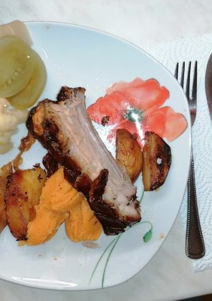 Fokhagymás bőrös malacsült recept fotója