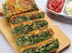 Foto resep Omelete Bayam Kornet
