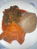 Amala with stewed vegetable