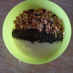 A bowl of granola A picture of A bowl of granola.