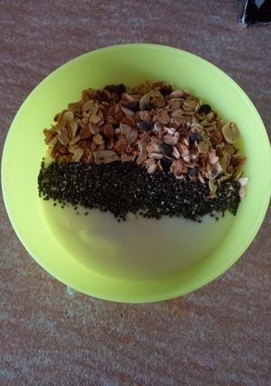 A picture of A bowl of granola.
