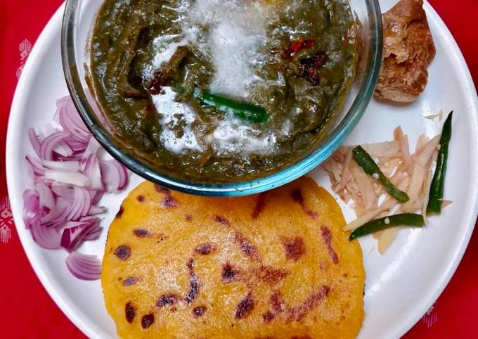 Sarson Ka Saag-Makki Ki Roti Recipe by Sadhana Mohindra - Cookpad