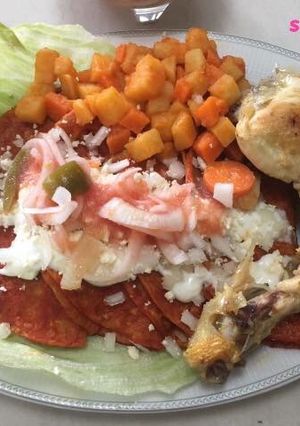 A picture of Michoacan-Style Street Enchiladas (Enchiladas Placeras).
