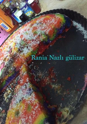 صورة لوصفة كيكة الرينبو*قوس قزح* ألوان الطيف rainbow cake