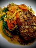 Herby Hake over Vegetable Spinach Bed