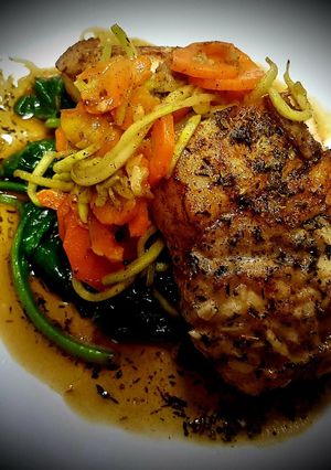 A picture of Herby Hake over Vegetable Spinach Bed.
