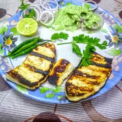 Grilled cottage cheese Tikka A picture of Grilled cottage cheese Tikka.
