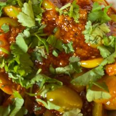 Tal varu tomato nu shakRaw baby tomato and sesame curry A picture of Tal varu tomato nu shakRaw baby tomato and sesame curry.