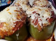 A picture of stuffed peppers - with meat and rice