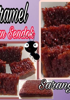 Foto resep Bolu karamel atau sarang semut dua telur takaran sendok