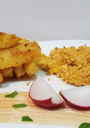 O poză a rețetei Crispy strips la cuptor.