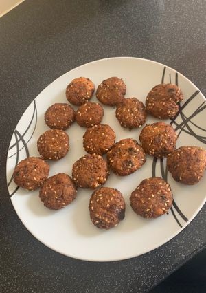 A picture of Homemade vegan falafels.