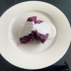A picture of Purple Sweet Potato Syrup with Coconut Milk.