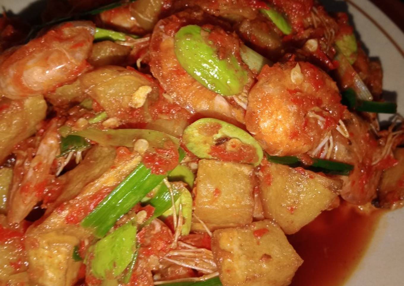 Udang kentang balado