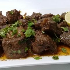 A picture of Beef liver, Kidney, fat, meat Masalay wale.
