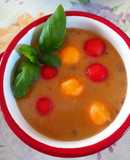 Főzés nélküli,vegyes gyümölcs leves, 🍎🍊🍌🍉🍒 dinnyegolyókkal