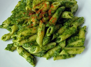 Una foto de Penne Rigate con crema de espinacas