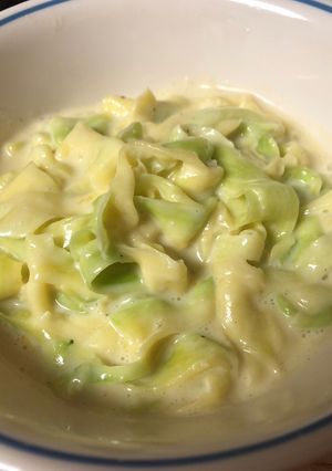A picture of Zucchini Ribbons and Cheese-very low carb.