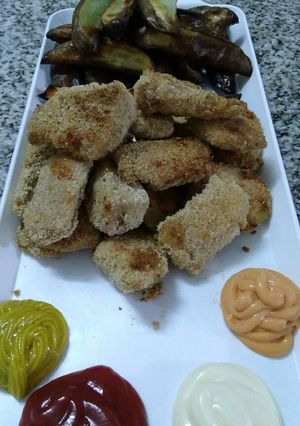 Una foto de Nuggets de pollo rebozados en harina de mandioca