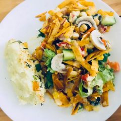 A picture of Egyptian Salad with mashed potato 🥗.