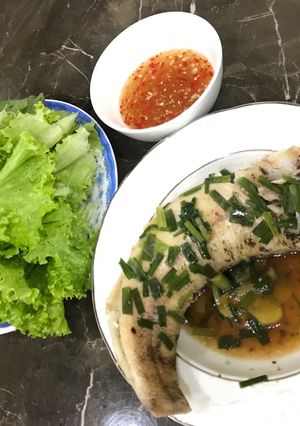 Hình của món Cá lóc hấp hành.