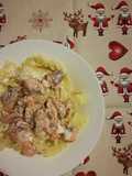 Mafaldines con crema de salmón ahumado