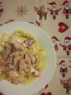 Una foto de Mafaldines con crema de salmón ahumado
