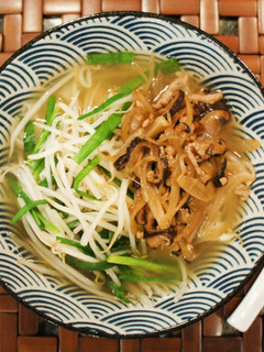 A picture of Taiwanese Hakka Style Flat Rice Noodle Soup (客家湯板條) - Gluten Free Noodle Soup.