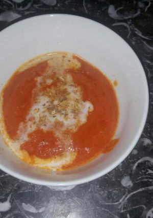 A picture of Carrot tomato soup.