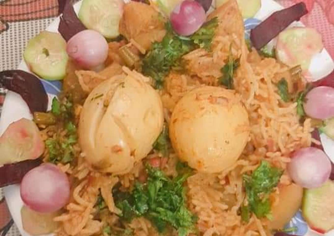 Egg curry biryani