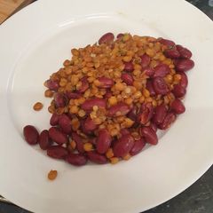 A picture of Green lentil and kidney bean snack.
